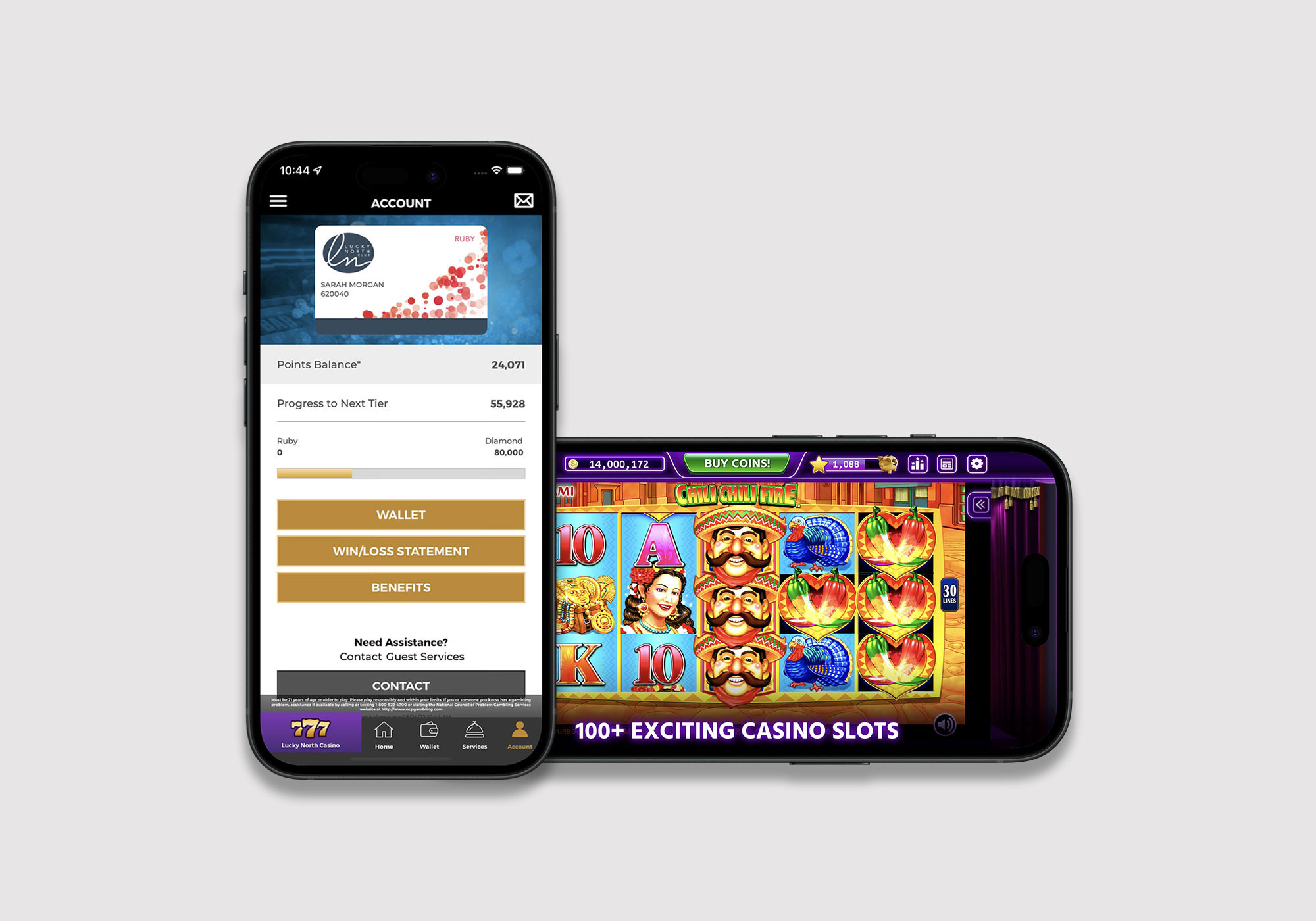 Lucky North Club Casino app iphone mockup